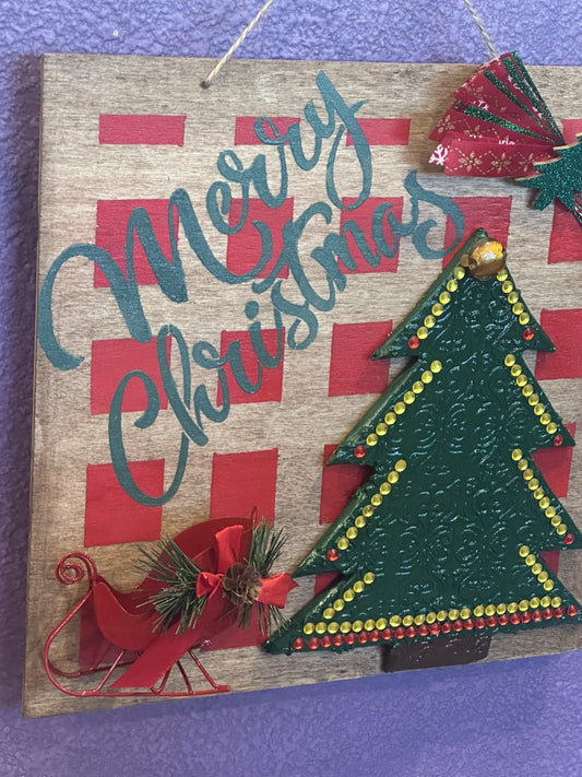 Door Hanging Wall Sign Art Christmas Tree Stencil Holiday