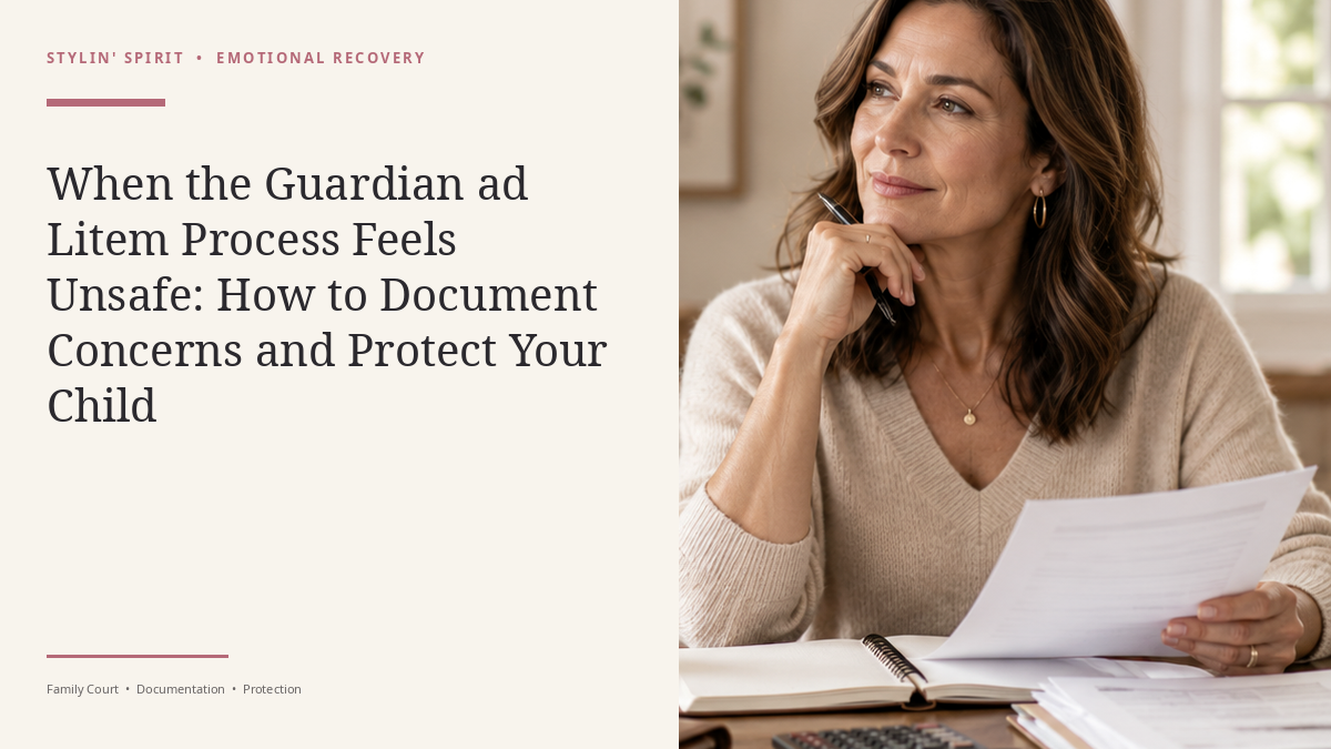 Stylin’ Spirit hero image for When the Guardian ad Litem Process Feels Unsafe: How to Document Concerns and Protect Your Child.