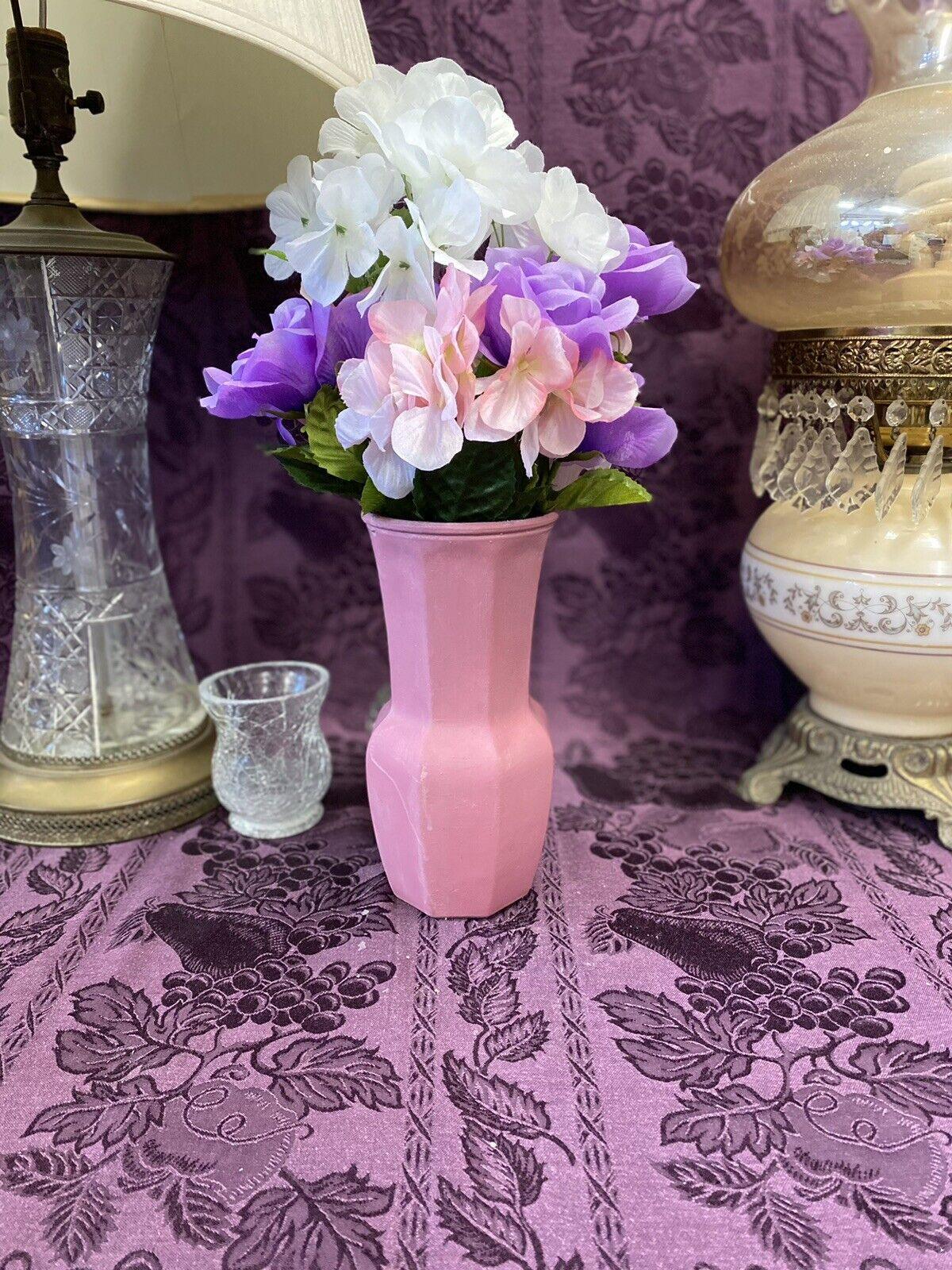 Custom Hand Painted Glass Vase Dusty Rose Pink Roses & White Bird - Stylin Spirit