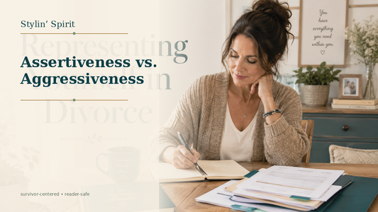 Reader-centered hero image for Assertiveness vs. Aggressiveness: How to Know the Difference, showing a real woman in a calm home setting, reflective and self-advocating.
