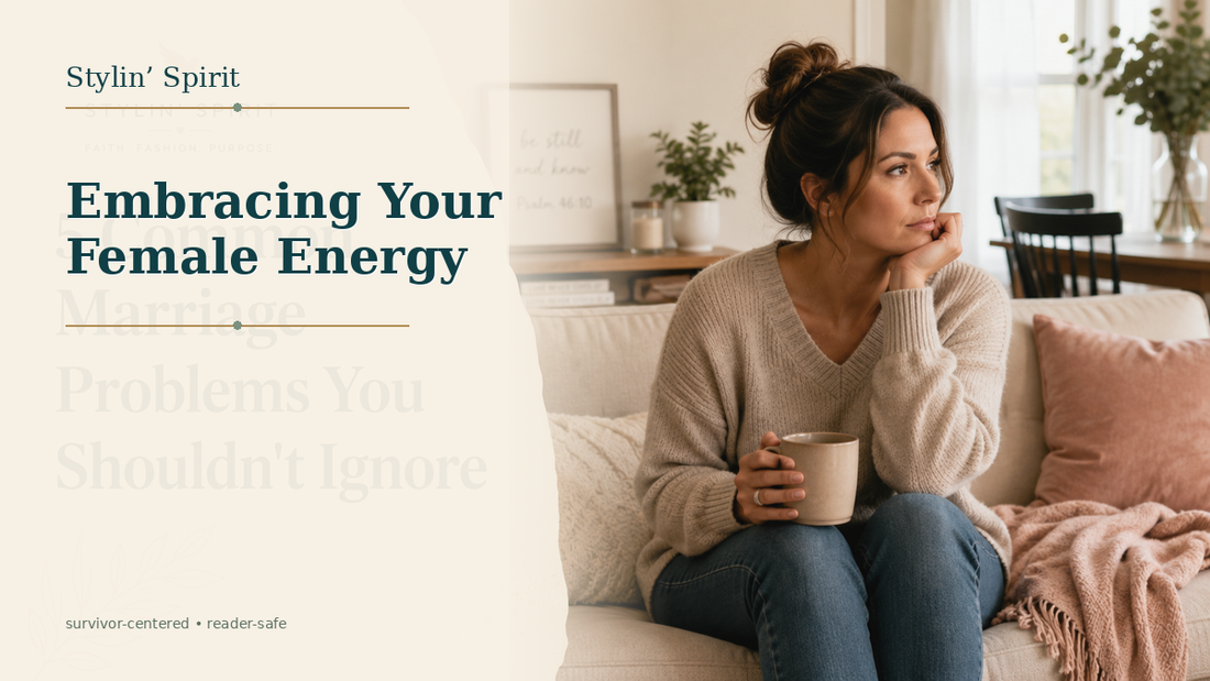 Reader-centered hero image for Embracing Your Female Energy: The Key to Harmonious Relationships, showing a relatable woman in a calm, lived-in setting.