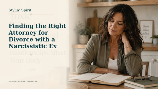 Reader-centered hero image for Finding the Right Attorney for Divorce with a Narcissistic Ex, showing a parent with paperwork in a private, grounded home setting.
