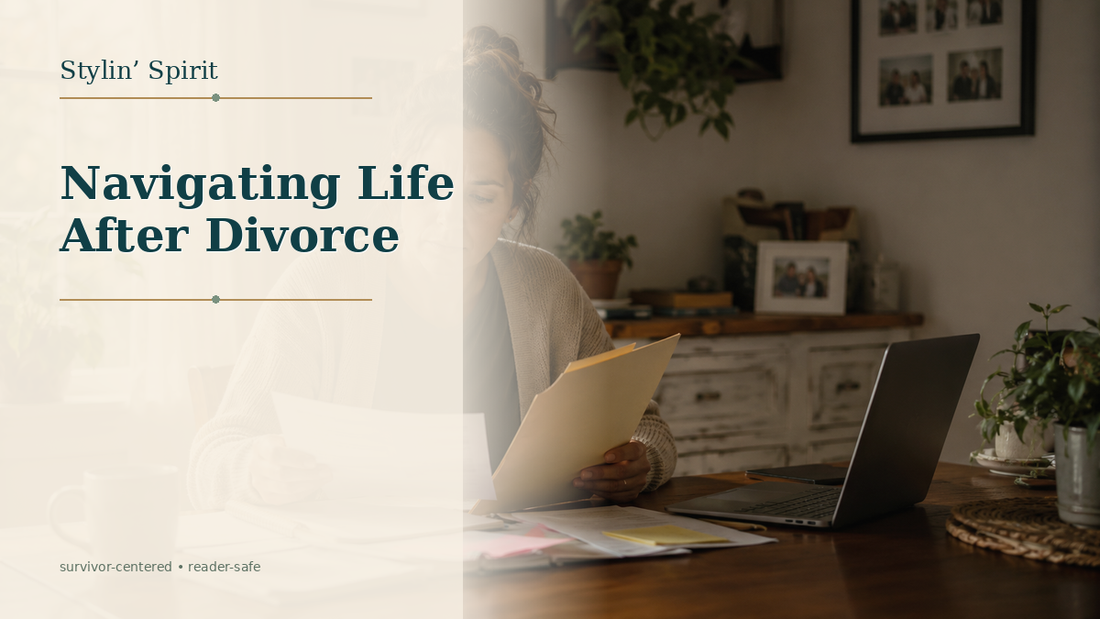 Reader-centered hero image for Navigating Life After Divorce: Your Guide to a Fresh Start, showing a parent with paperwork in a private, grounded home setting.
