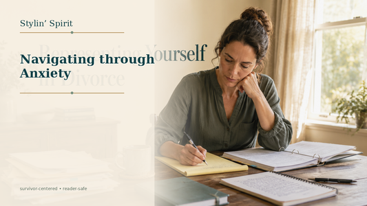 Reader-centered hero image for Navigating through Anxiety: Empowering Thoughts and Beliefs, showing a real woman in a calm home setting, reflective and self-advocating.