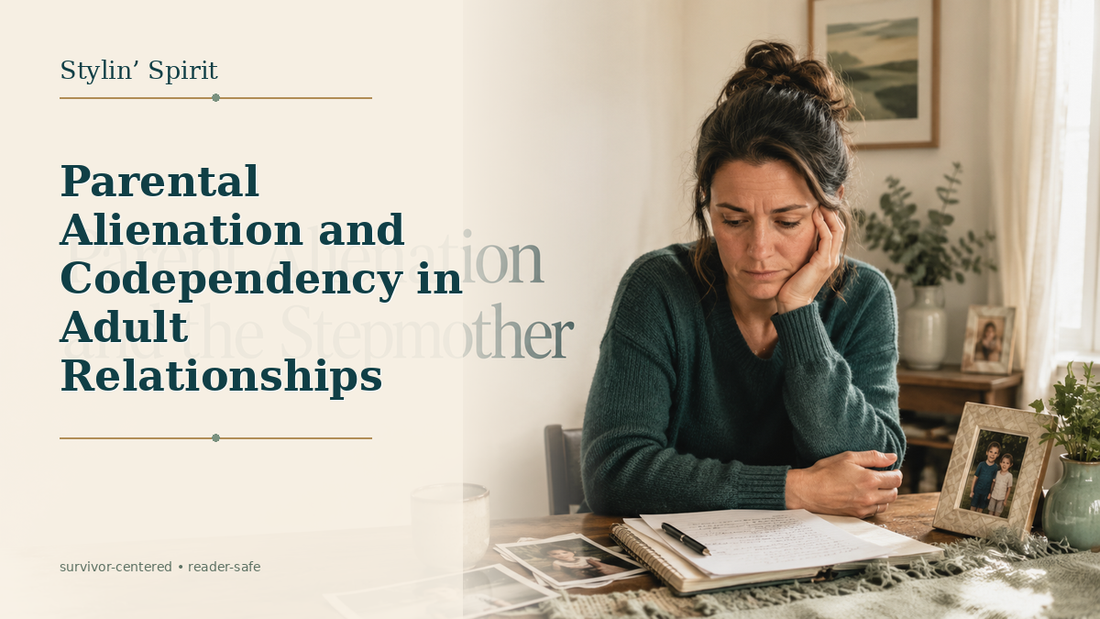 Reader-centered hero image for Parental Alienation and Codependency in Adult Relationships, showing a parent with paperwork in a private, grounded home setting.