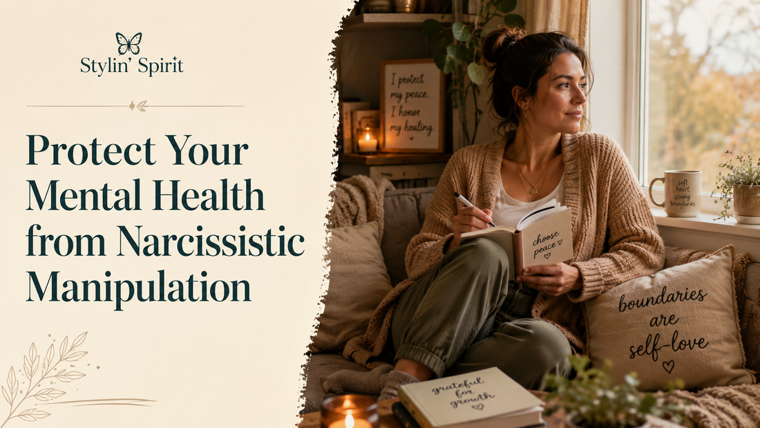 Reader-centered hero image for Protect Your Mental Health from Narcissistic Manipulation, showing a woman creating peace and emotional safety in her own space.