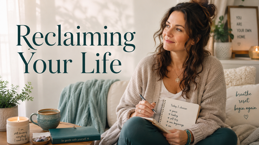Reader-centered hero image for Reclaiming Your Power and Finding Inner Strength, showing a woman choosing herself in a calm, empowering home environment.