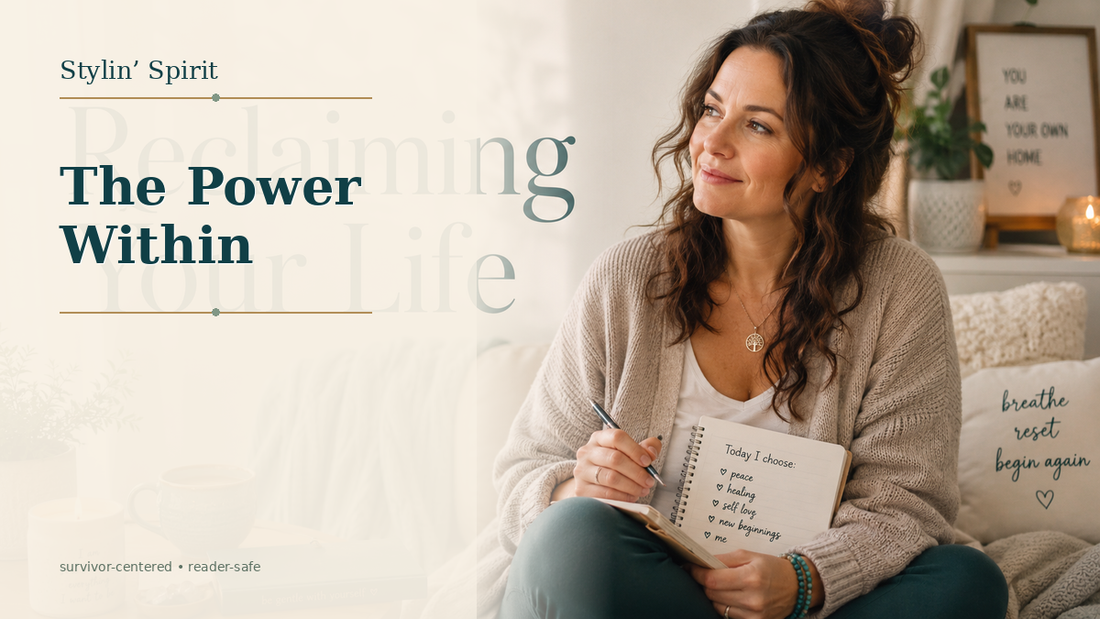 Reader-centered hero image for The Power Within: Navigating Life's Journey with Self-Reflective Wisdom, showing a real woman in a calm home setting, reflective and self-advocating.