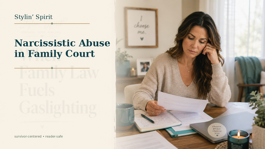 Reader-centered hero image for Narcissistic Abuse in Family Court: Why Recognition Matters, showing a parent with paperwork in a private, grounded home setting.