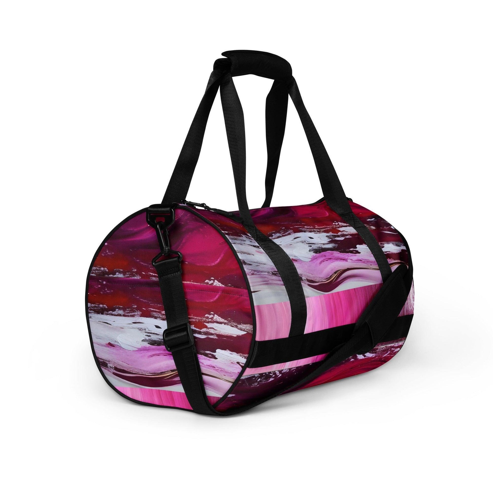 All-over print gym bag - Pink Paint Pour - Stylin Spirit