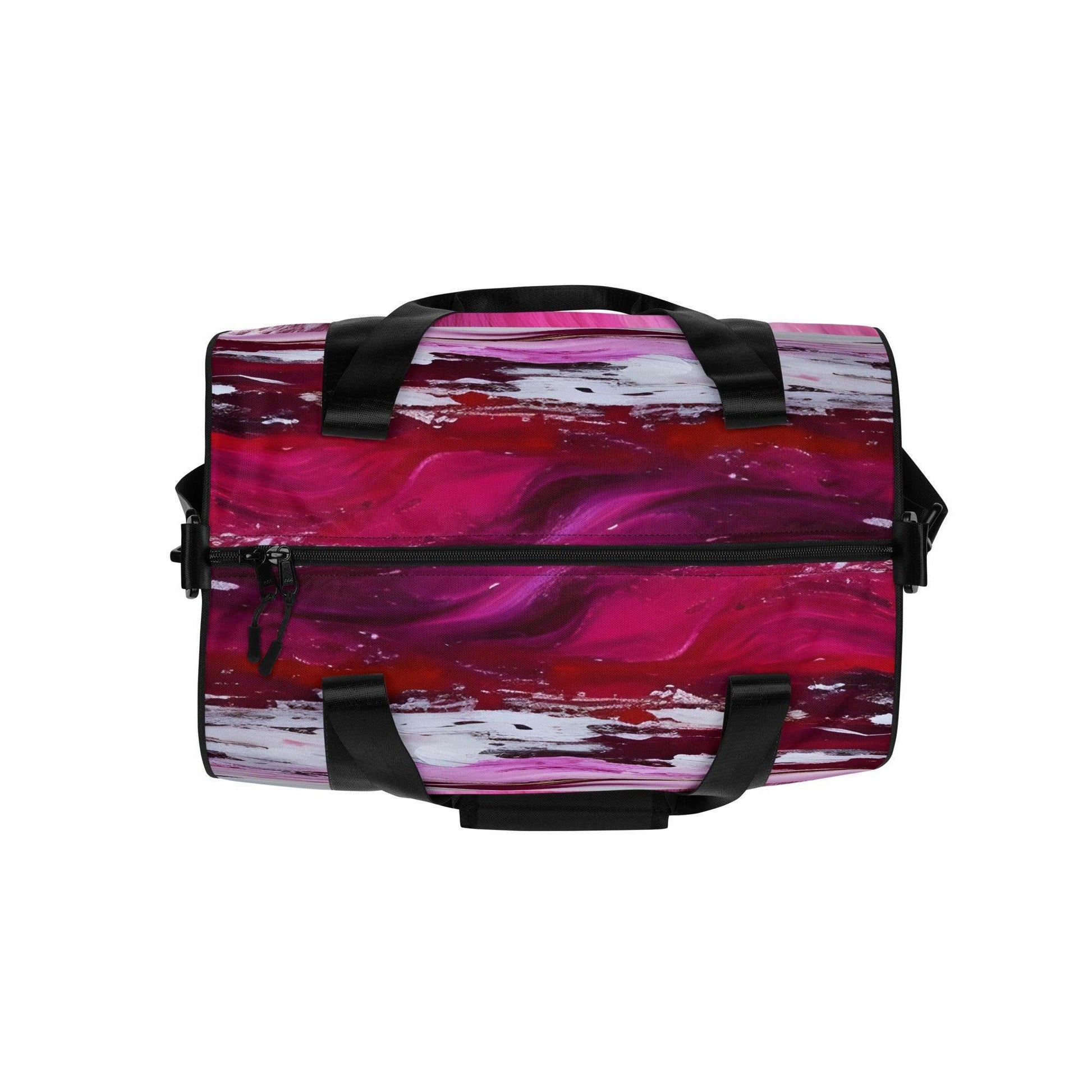 All-over print gym bag - Pink Paint Pour - Stylin Spirit