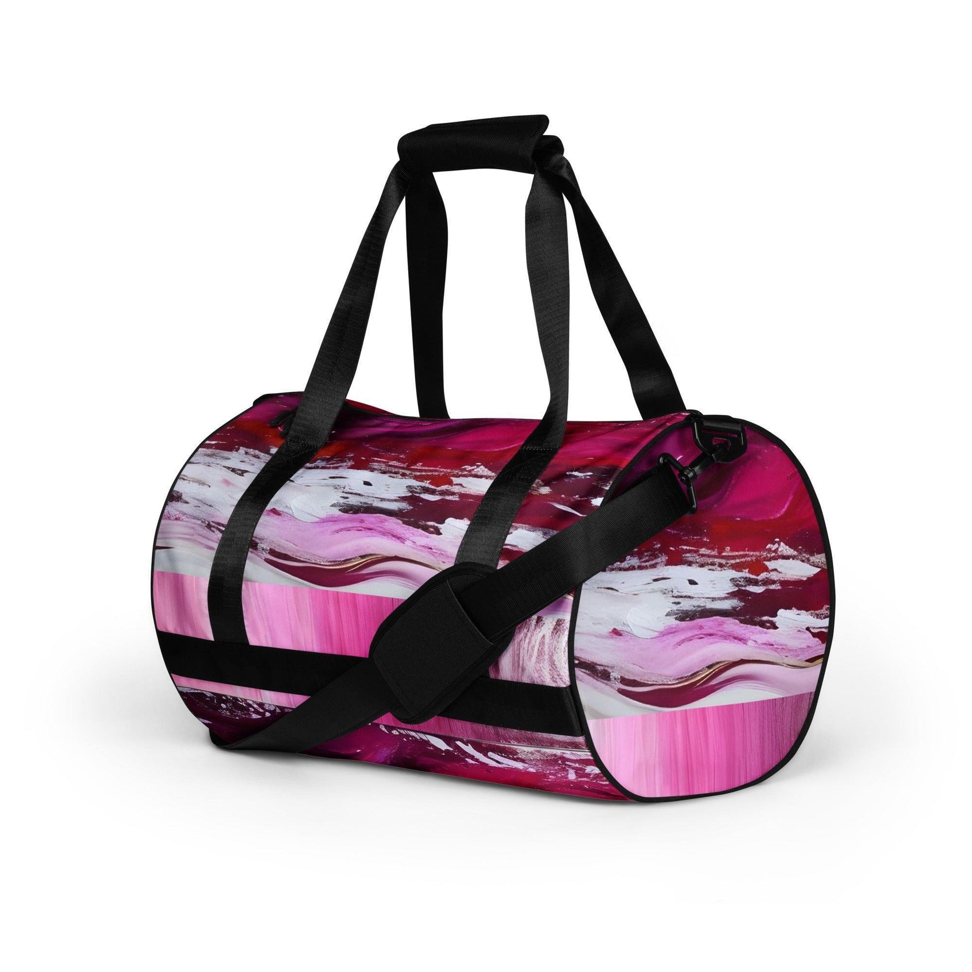 All-over print gym bag - Pink Paint Pour - Stylin Spirit