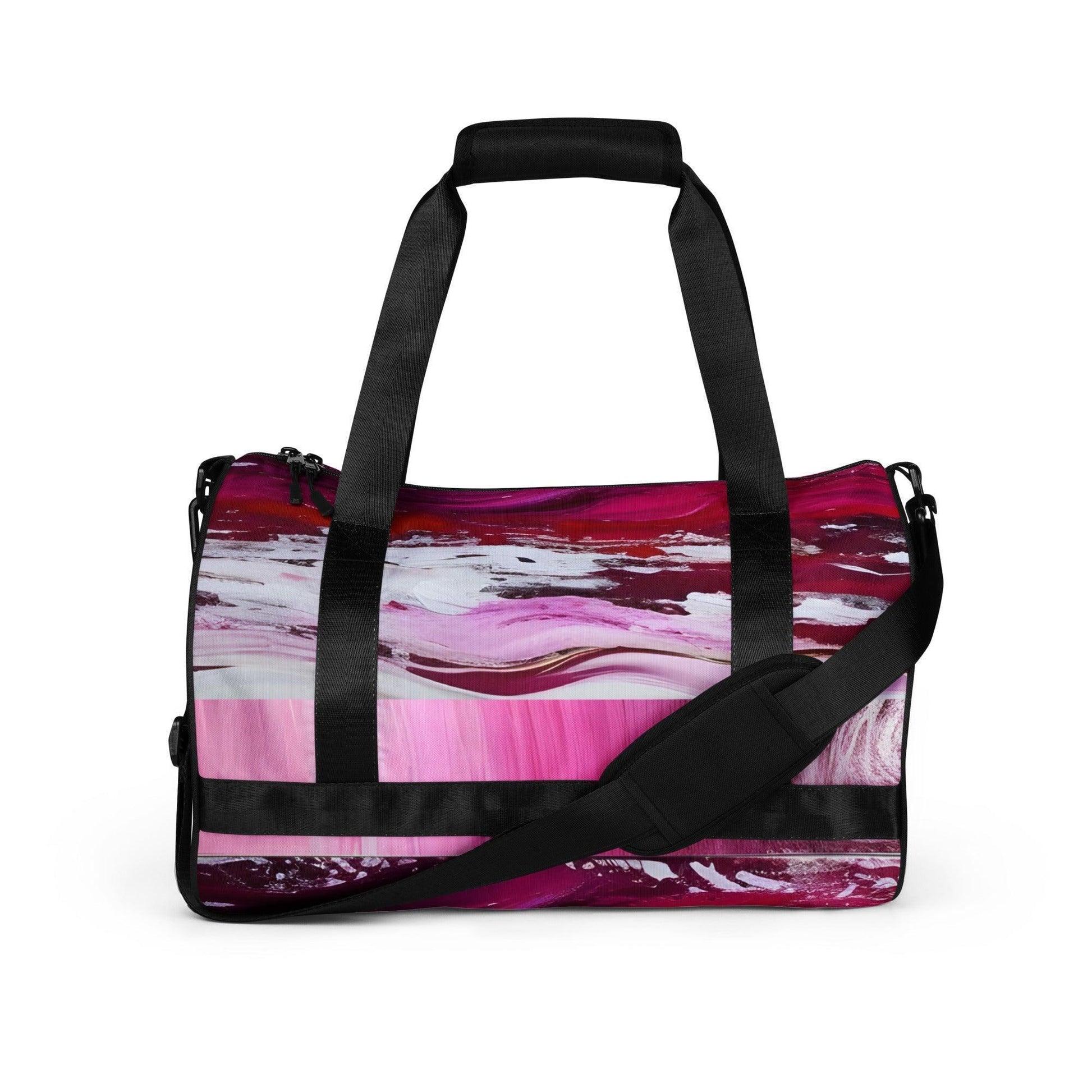 All-over print gym bag - Pink Paint Pour - Stylin Spirit