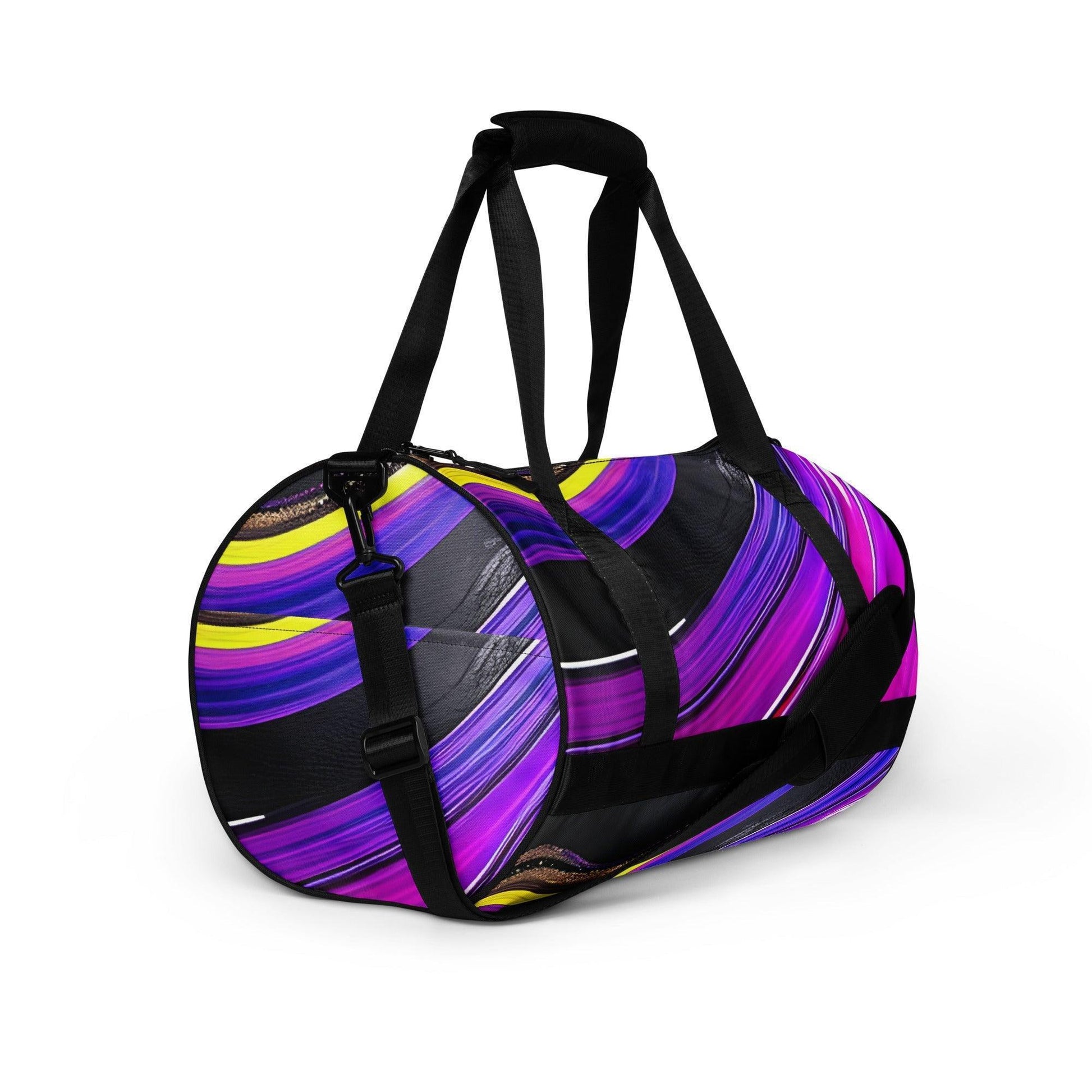 All-over print gym bag - Purple Paint Pour - Stylin Spirit