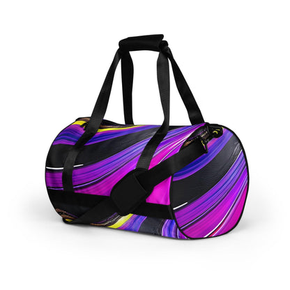 All-over print gym bag - Purple Paint Pour - Stylin Spirit