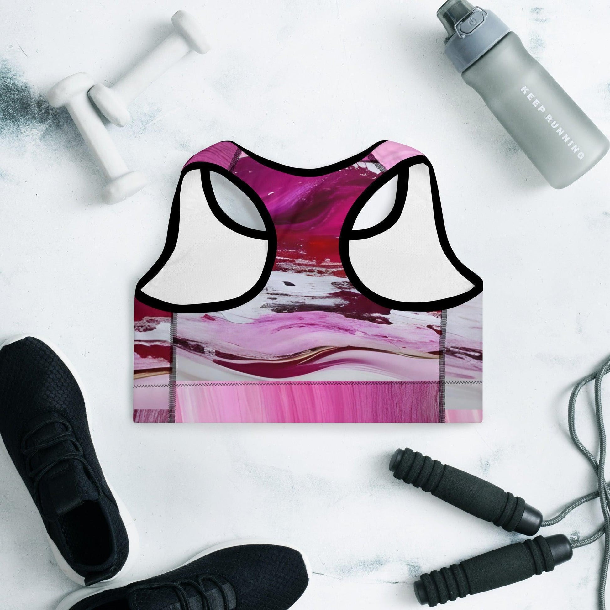 Padded Sports Bra - Pink Paint Pour - Stylin Spirit