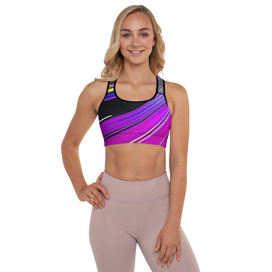 Padded Sports Bra - Purple Paint Pour - Stylin Spirit
