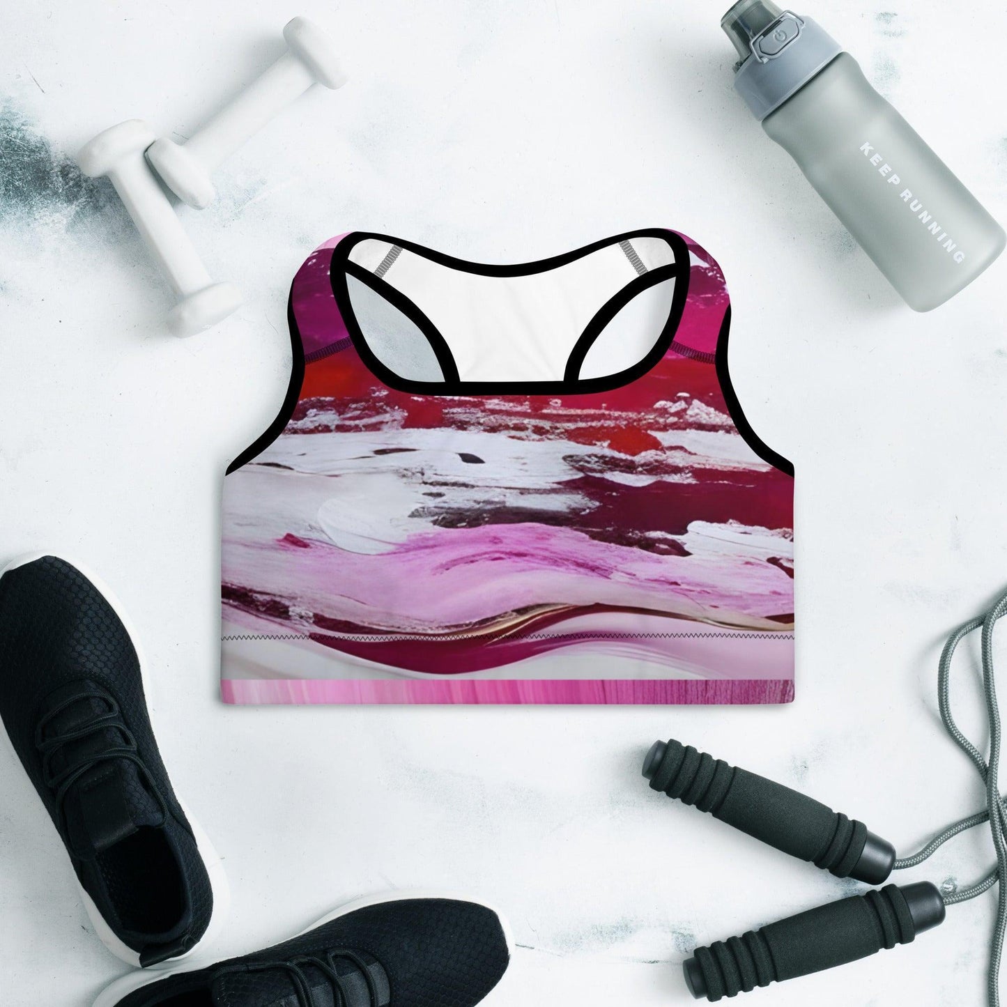 Padded Sports Bra - Pink Paint Pour - Stylin Spirit