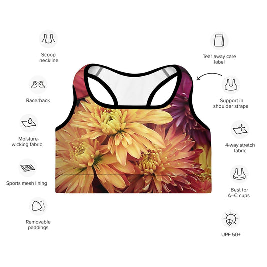 Padded Sports Bra - Fall Flowers - Stylin Spirit