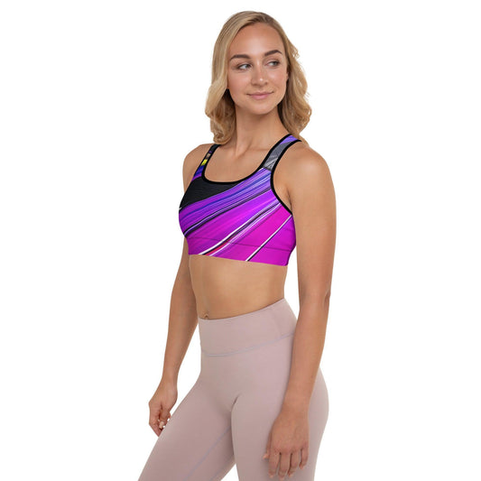 Padded Sports Bra - Purple Paint Pour - Stylin Spirit
