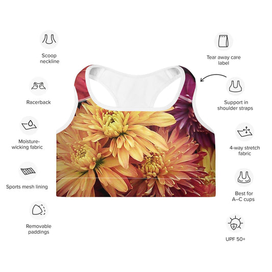 Padded Sports Bra - Fall Flowers - Stylin Spirit