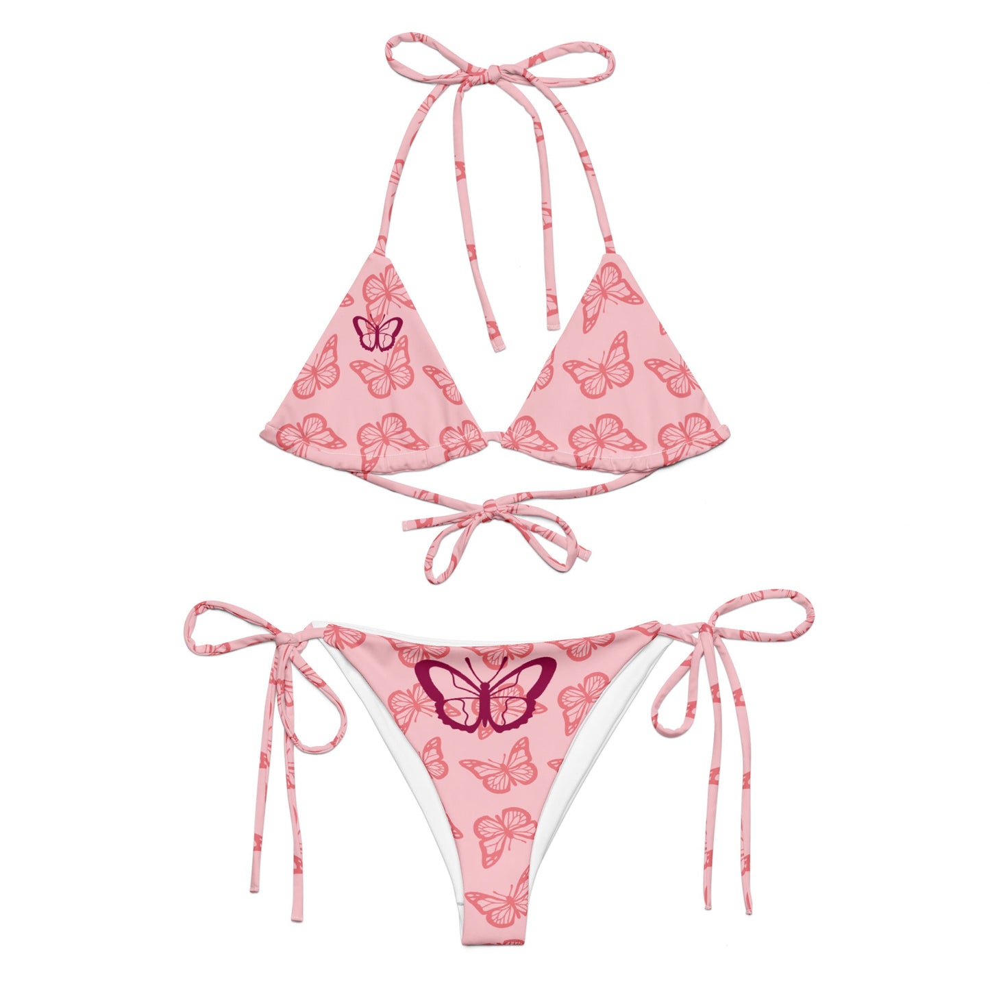 All - over print recycled string bikini - Pink Buterfly - Stylin Spirit