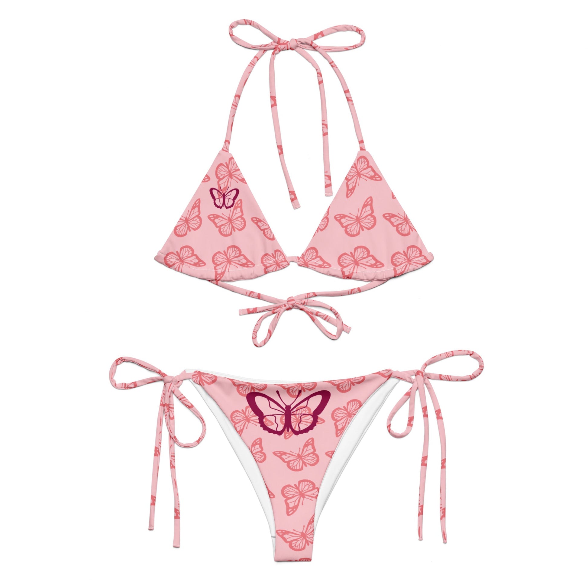 All - over print recycled string bikini - Pink Buterfly - Stylin Spirit