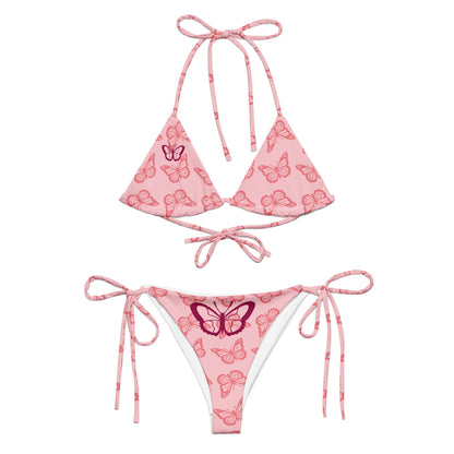 All - over print recycled string bikini - Pink Buterfly - Stylin Spirit