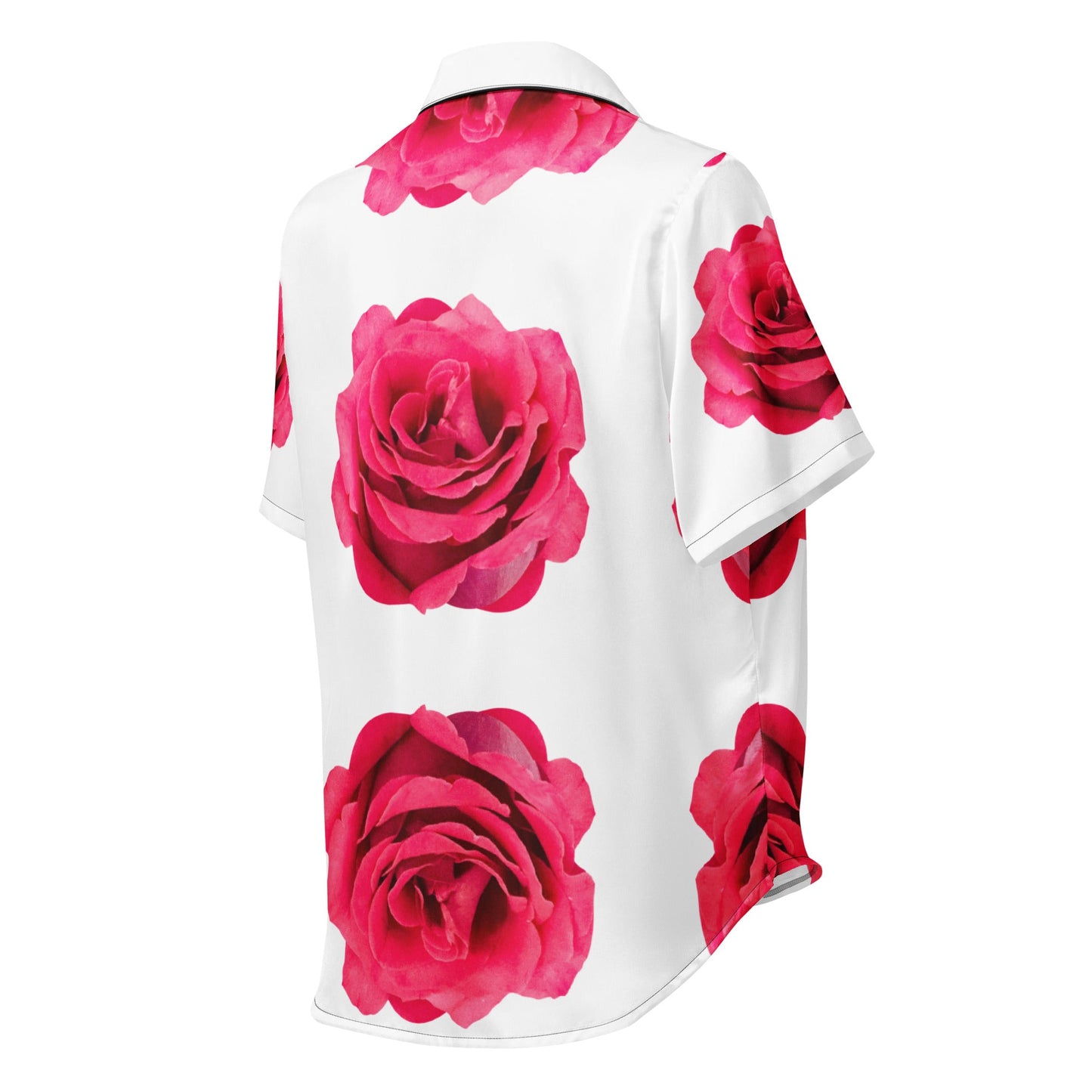 All - over print women’s short sleeve pajama top - Pink Rose - Stylin Spirit