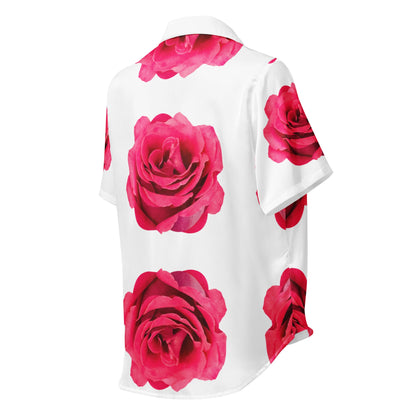 All - over print women’s short sleeve pajama top - Pink Rose - Stylin Spirit