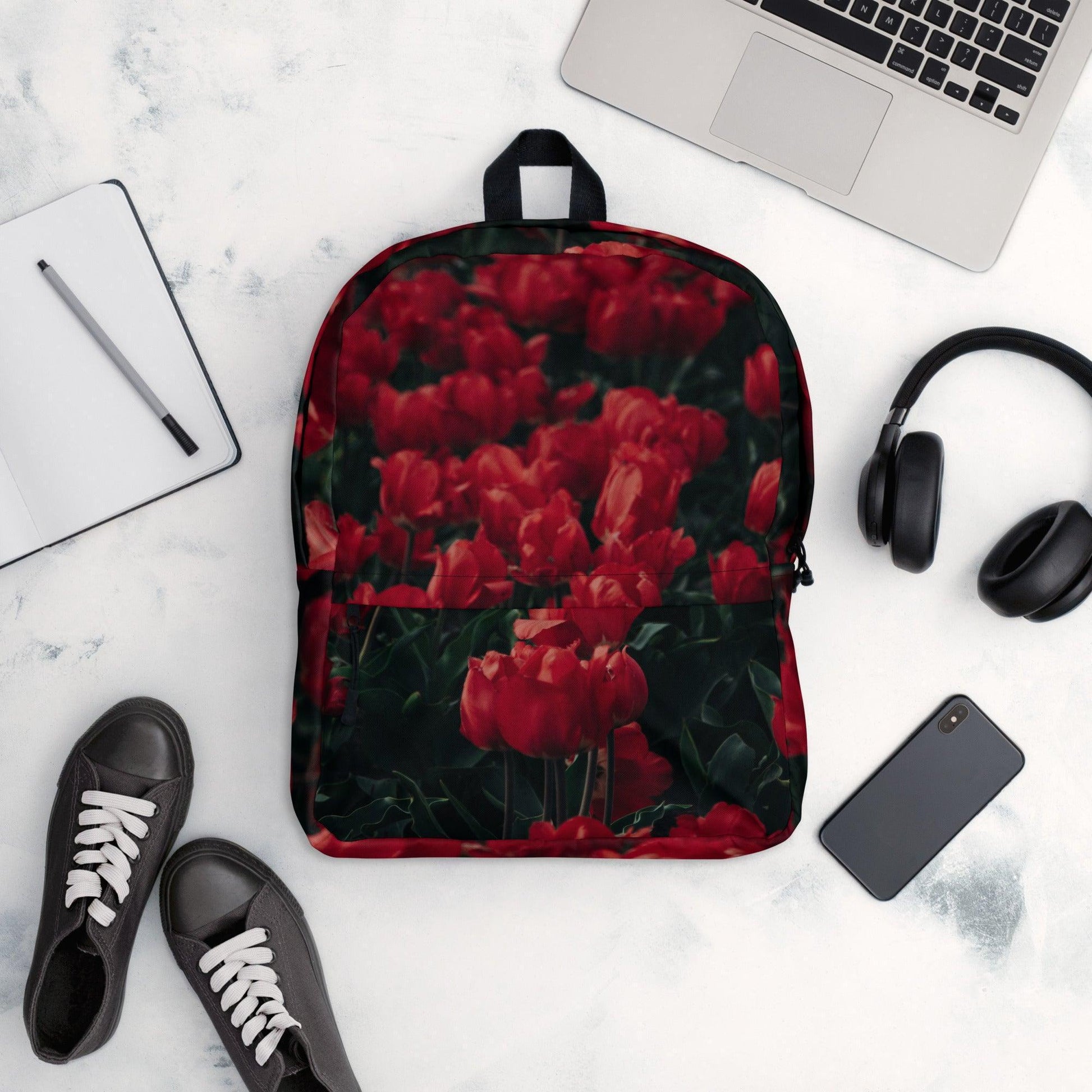 Backpack - Red Flowers - Stylin Spirit