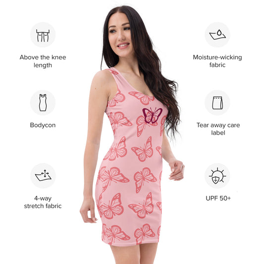 Bodycon dress - Pink Butterfly - Stylin Spirit