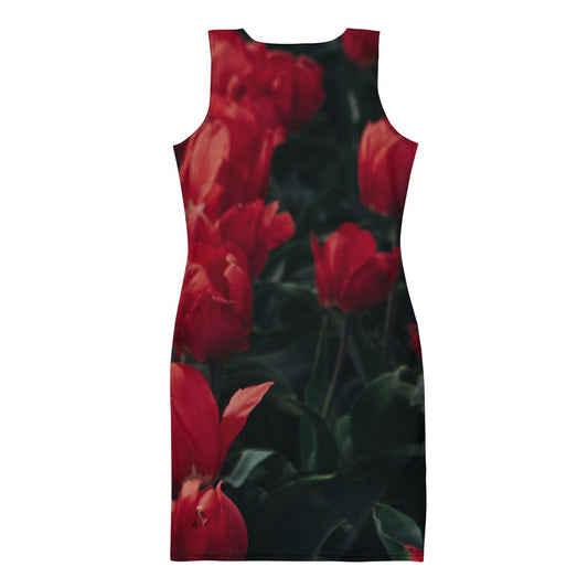 Bodycon dress - Red Flowers - Stylin Spirit