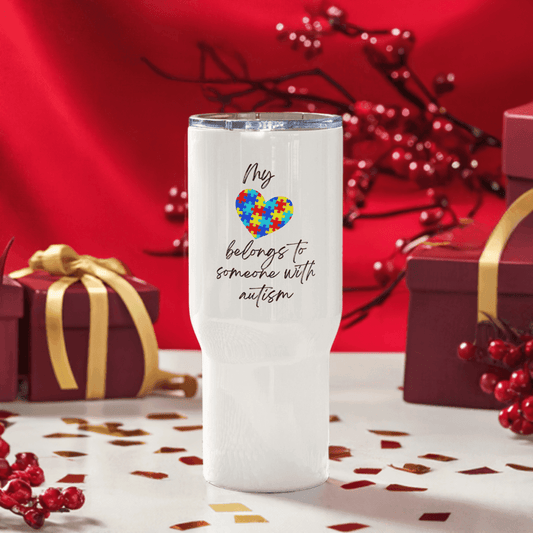 Travel mug with a handle - Autism Awareness - Stylin Spirit
