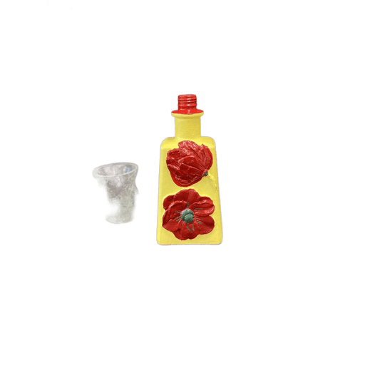 Decorative Bottle Stained Glass Hand Painted Upcycled Yellow Red Sunflower - Stylin Spirit