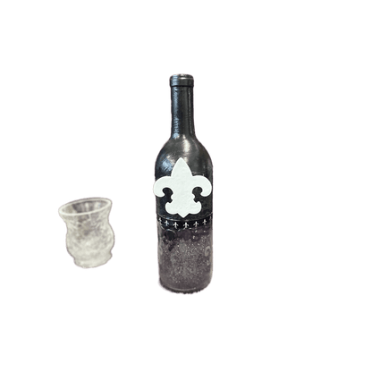 Decorative Glass Wine Bottle Black Hand Etched Filled with sand & glass beads - Stylin Spirit