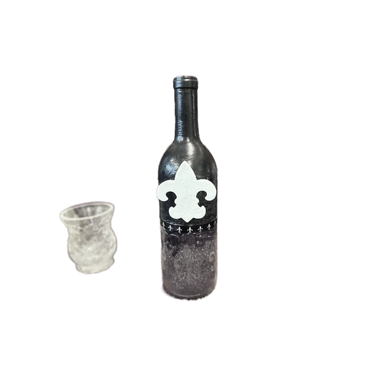 Hand-Painted Upcycled Glass Bottle with Black, Wine tones, view 3