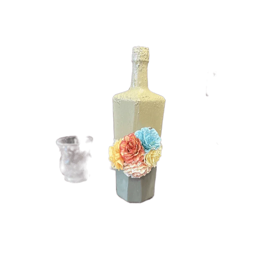 Hand-Painted Upcycled Glass Vase with Green, Warm Green, Wine tones with Stained Glass, hand-painted finish, view 3