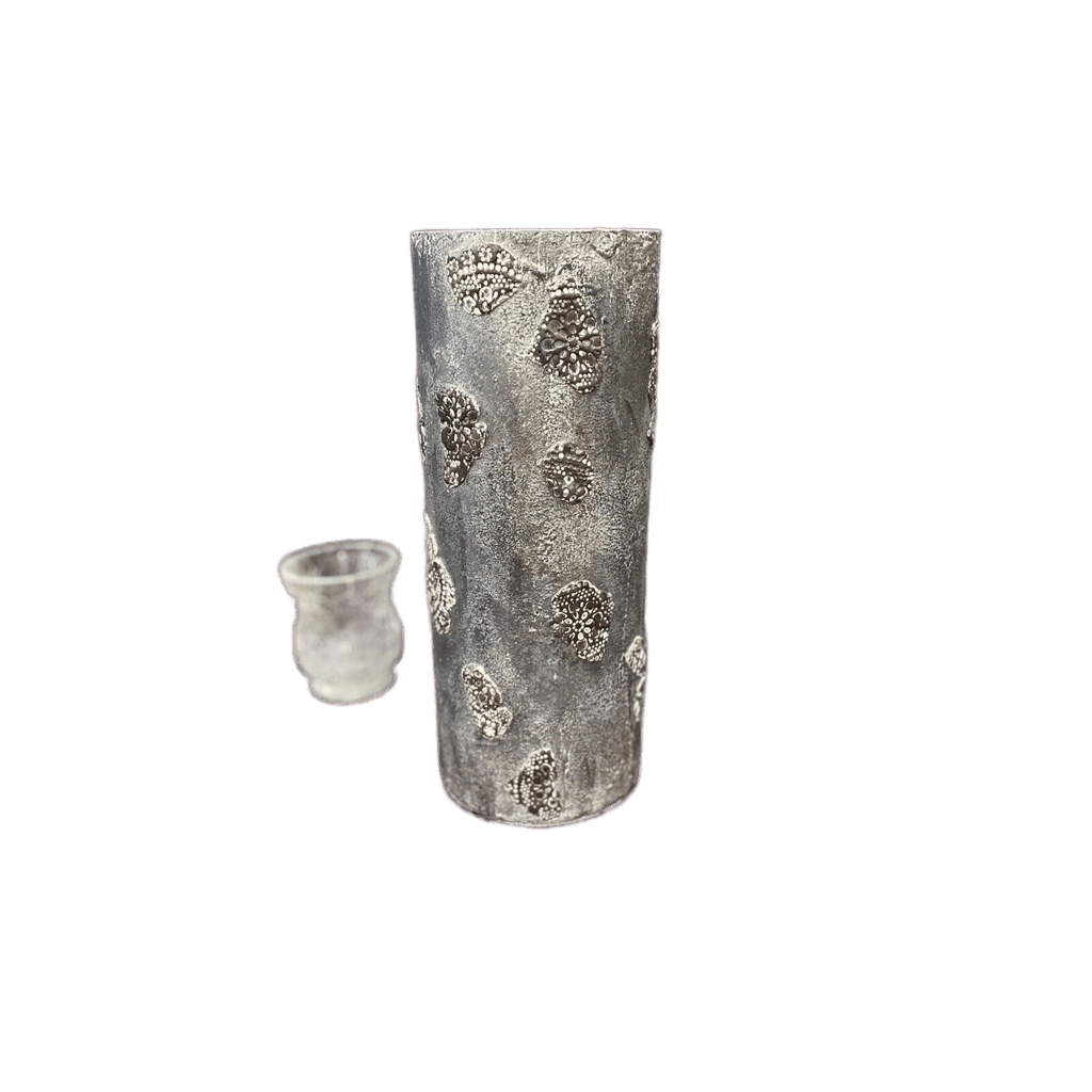 Custom Stained Glass Vase Vintage Faux Concrete Cement 16” - Stylin Spirit