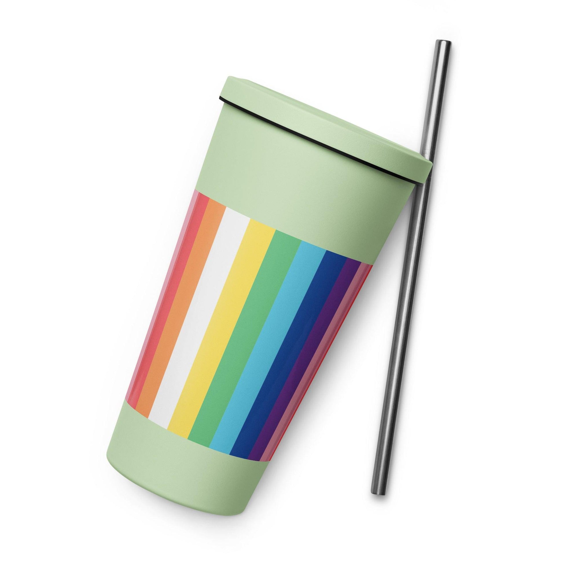 Insulated tumbler with a straw - Rainbow - Stylin Spirit