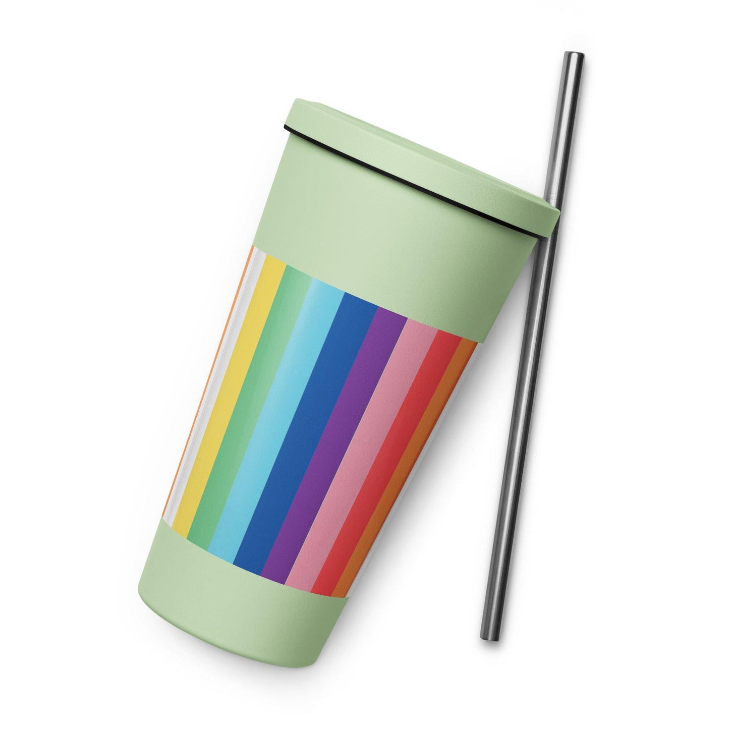 Insulated tumbler with a straw - Rainbow - Stylin Spirit