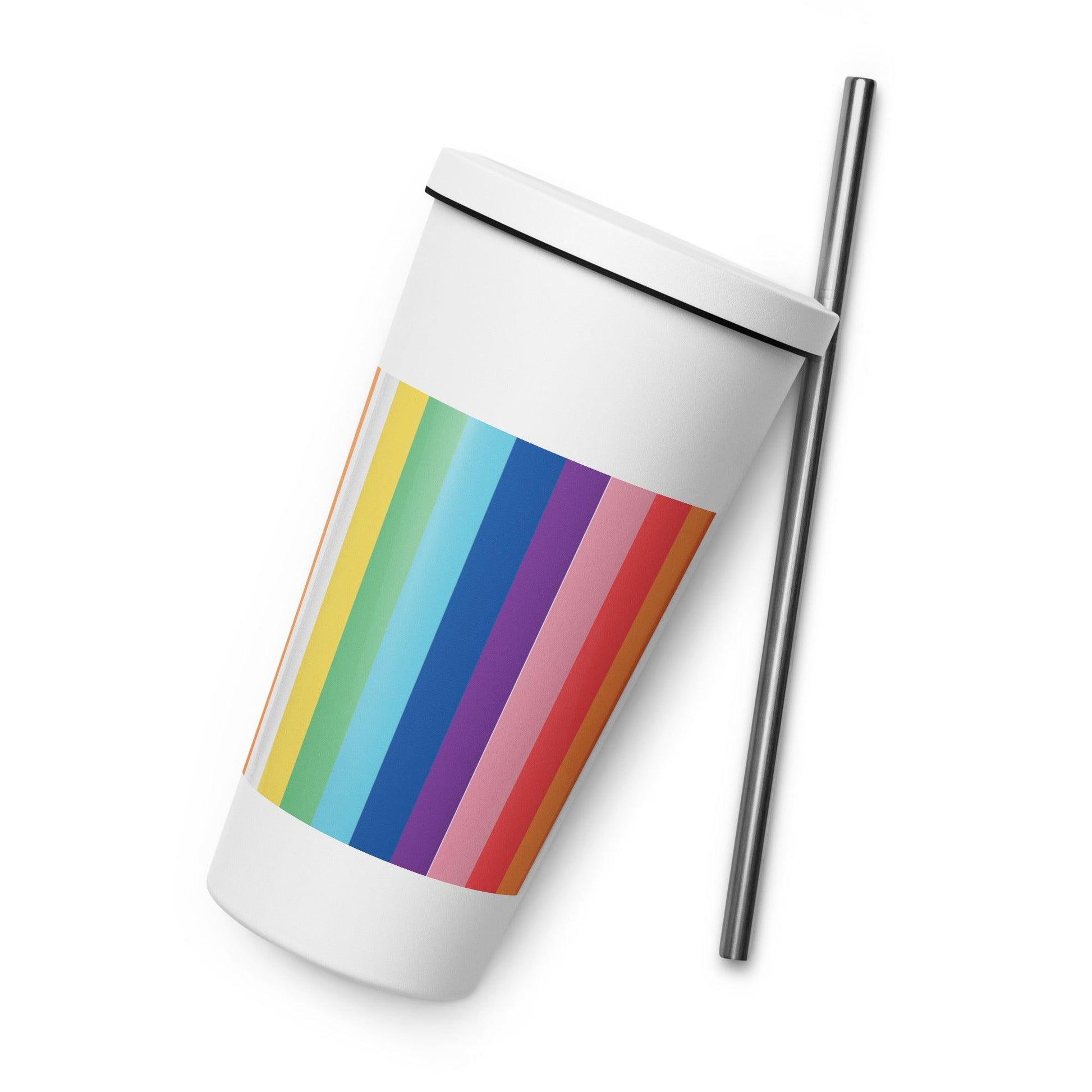 Insulated tumbler with a straw - Rainbow - Stylin Spirit