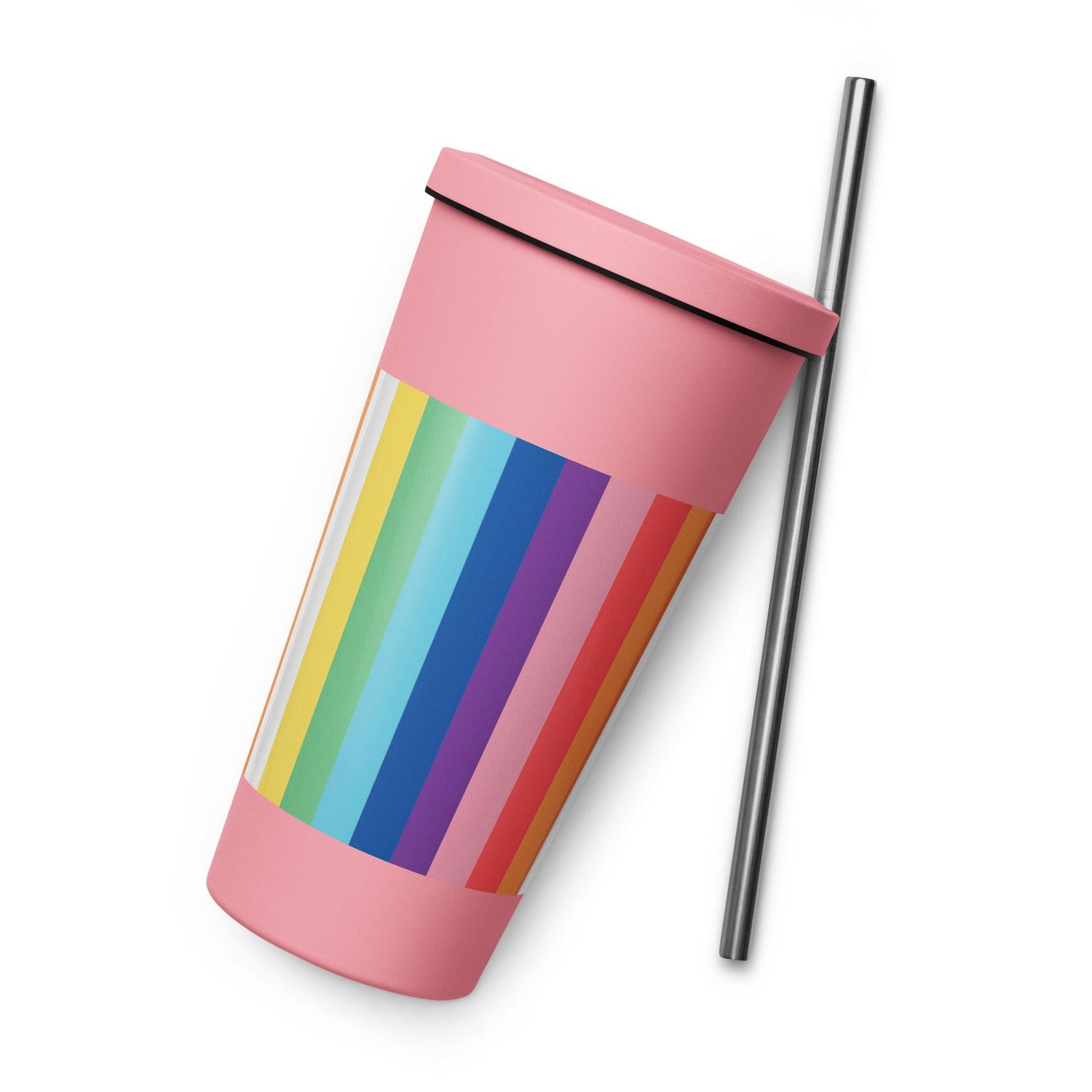 Insulated tumbler with a straw - Rainbow - Stylin Spirit