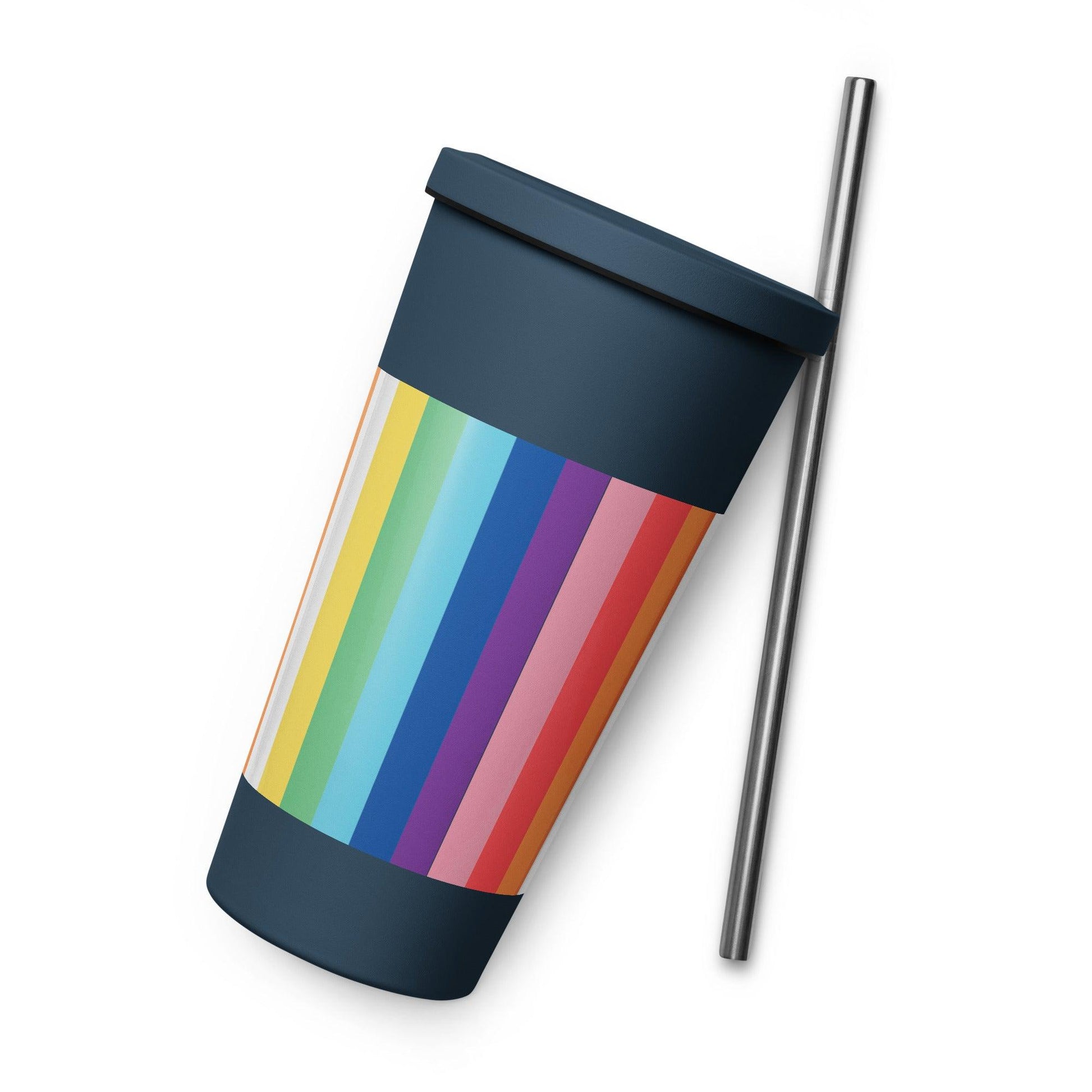 Insulated tumbler with a straw - Rainbow - Stylin Spirit