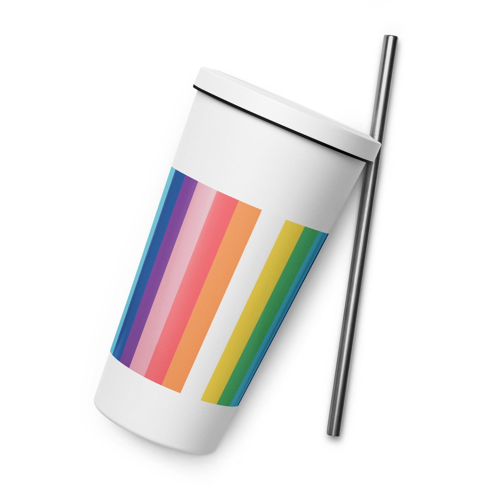 Insulated tumbler with a straw - Rainbow - Stylin Spirit
