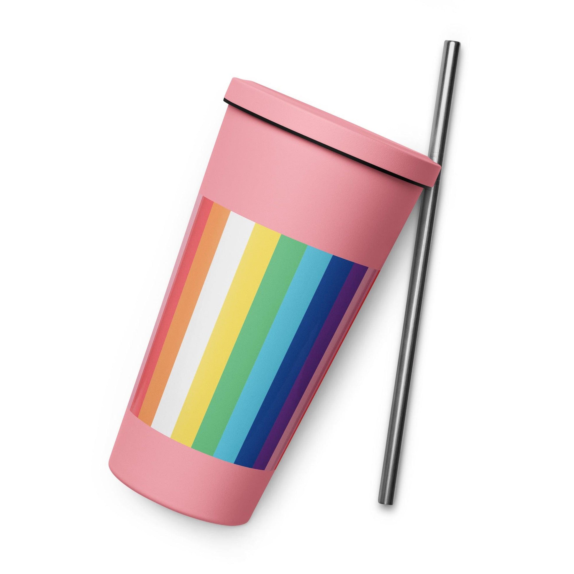 Insulated tumbler with a straw - Rainbow - Stylin Spirit