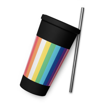 Insulated tumbler with a straw - Rainbow - Stylin Spirit
