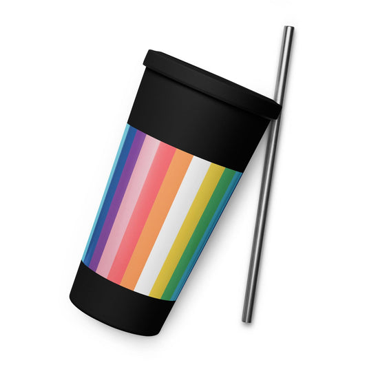 Insulated tumbler with a straw - Rainbow - Stylin Spirit