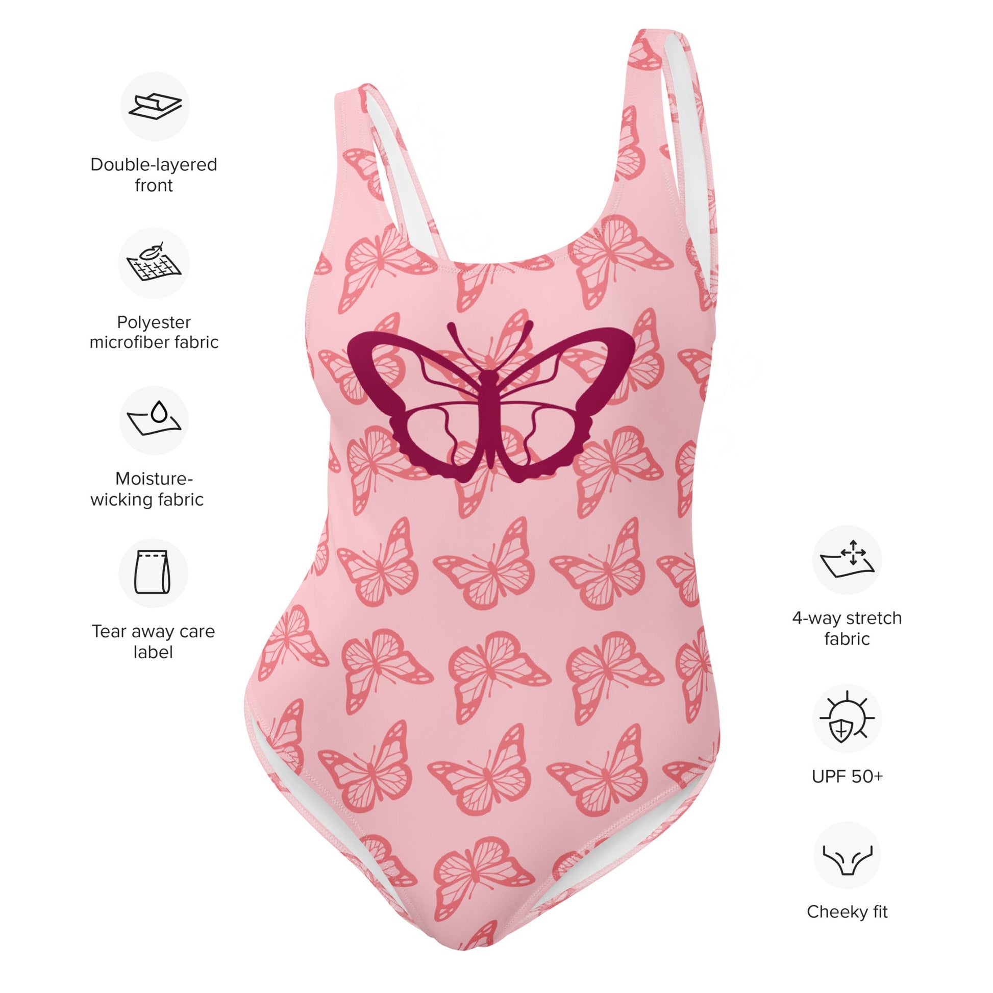 One - Piece Swimsuit - Pink Butterfly - Stylin Spirit