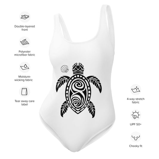 One - Piece Swimsuit - White Turtle - Stylin Spirit